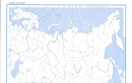 Контурная карта России географическая для печати а4