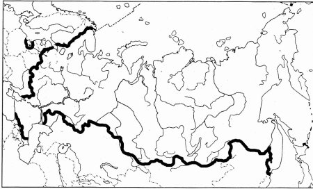 Контурная карта физическая карта России черно белая