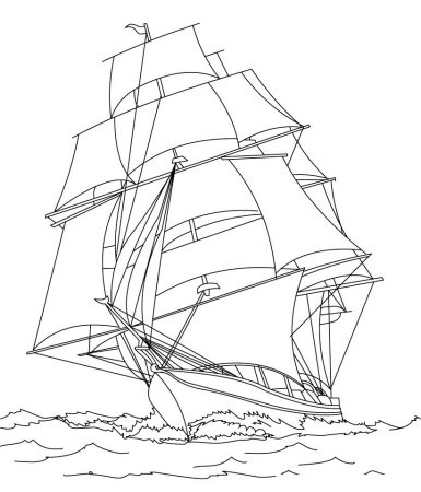 Раскраска корабль с парусами для детей