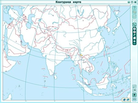 Зарубежная Азия контурная карта