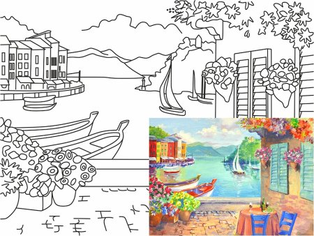 Холст на картоне с эскизом