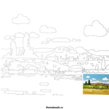 Холст на картоне с эскизом