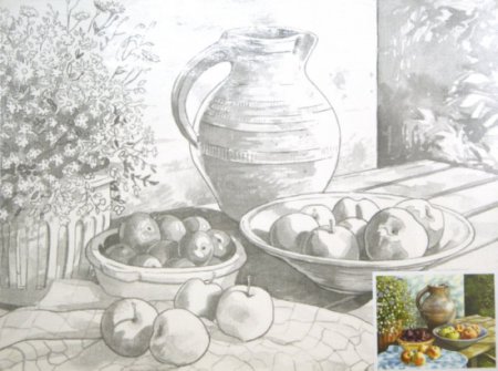 Холст на картоне с эскизом