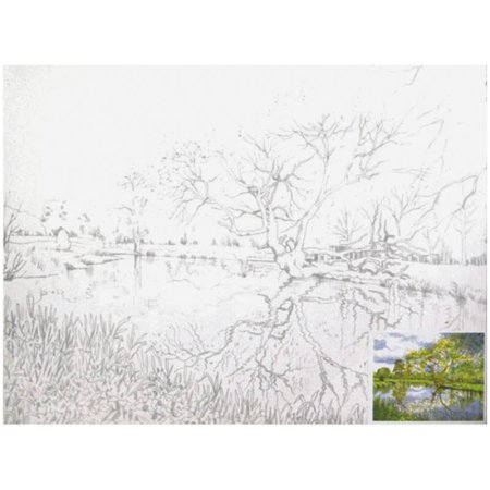 Холст на картоне с контуром Подсолнухи 30х40 см Сонет