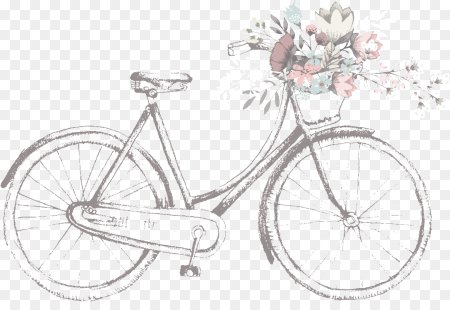 Велосипед зарисовка с цветочками
