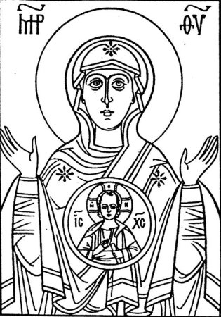 Прорись иконы Казанской Божьей матери