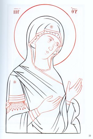 Иверская икона Божией матери прорись