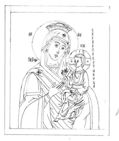 Знамение икона Божией матери прорись