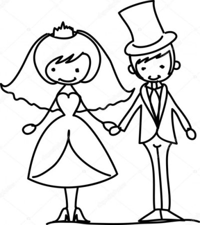 Контурный рисунок жених и невеста (40 фото)