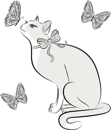 Кошка с бабочками