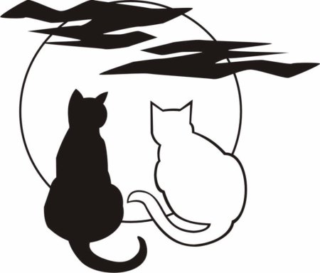 Кот сидит контур