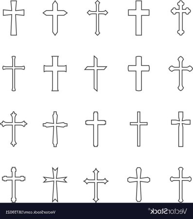 Крест эскиз контур