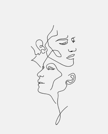 Лицо женщины одной линией