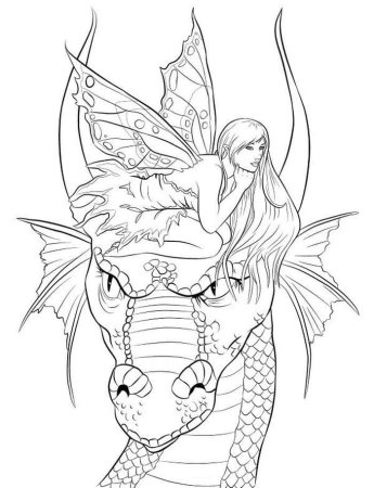 Раскраска для взрослых дракон