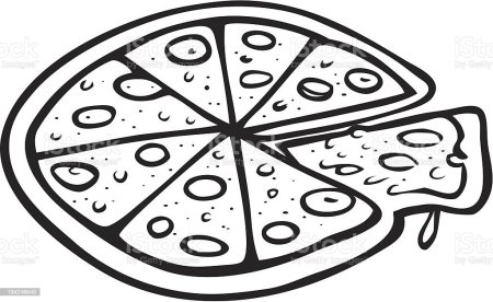 Пицца контурный рисунок