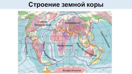 Основные структуры земной коры на карте
