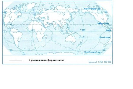 Карта литосферных плит контурная карта