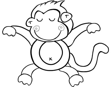 Танцующая обезьянка раскраска