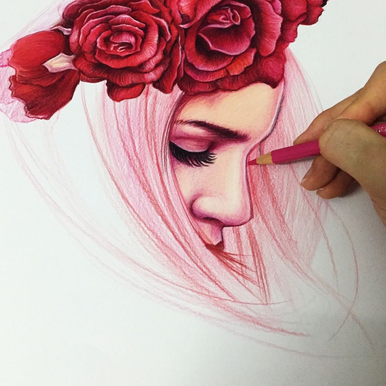 Нарисовать девушку с розой