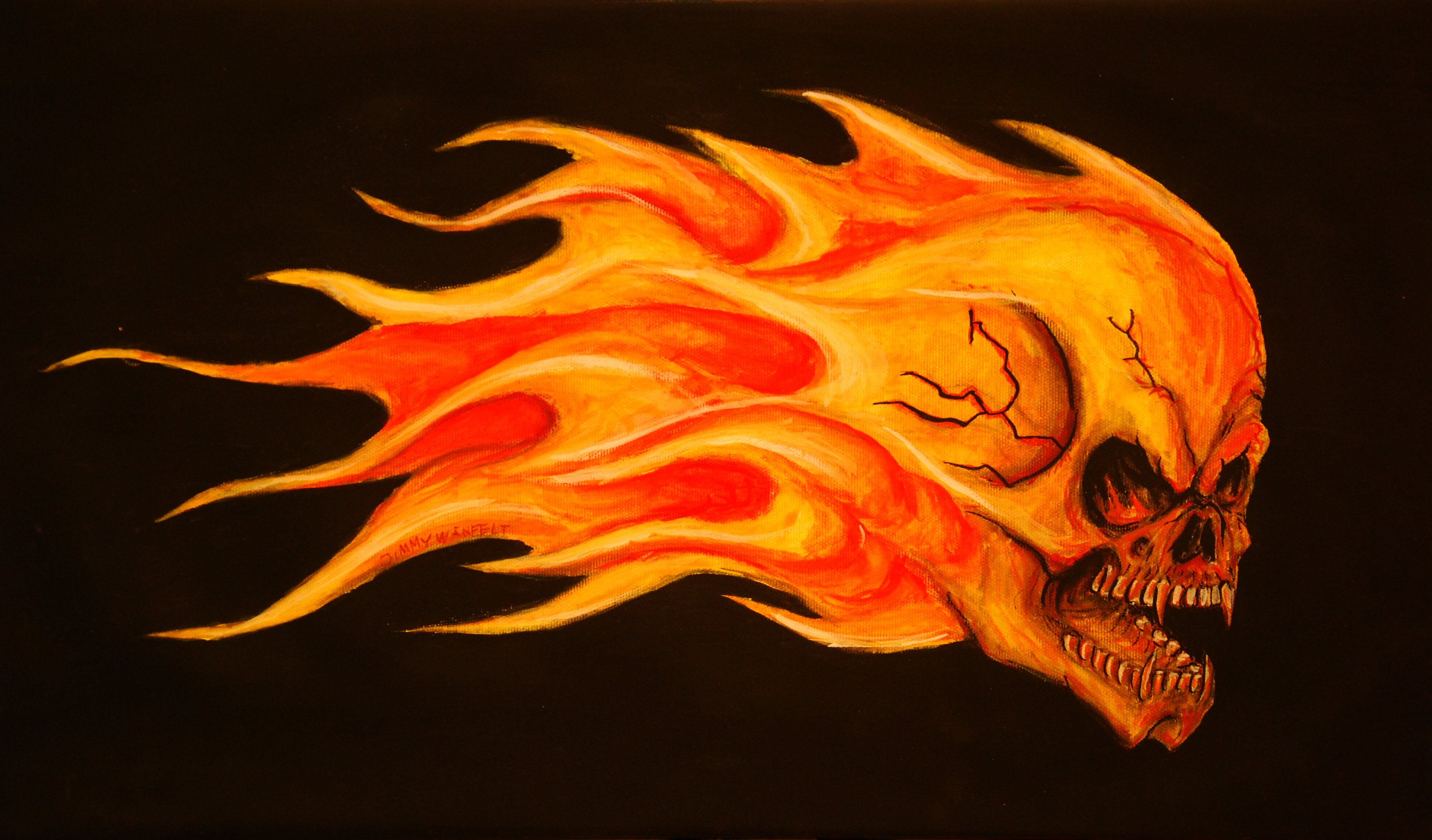 Череп в огне рисунок