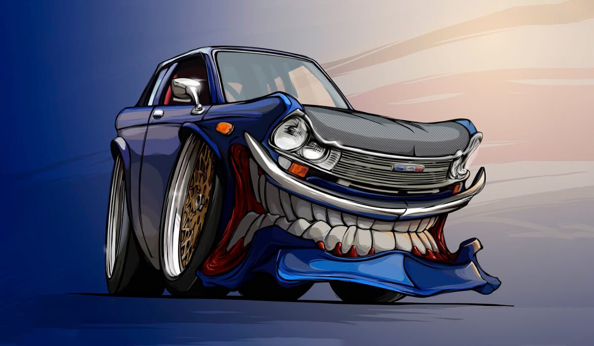 Тачки арты. Khyzyl Saleem Додж Чарджер. Автомобиль в мультяшном стиле. Машины в комиксном стиле. Машина иллюстрация.