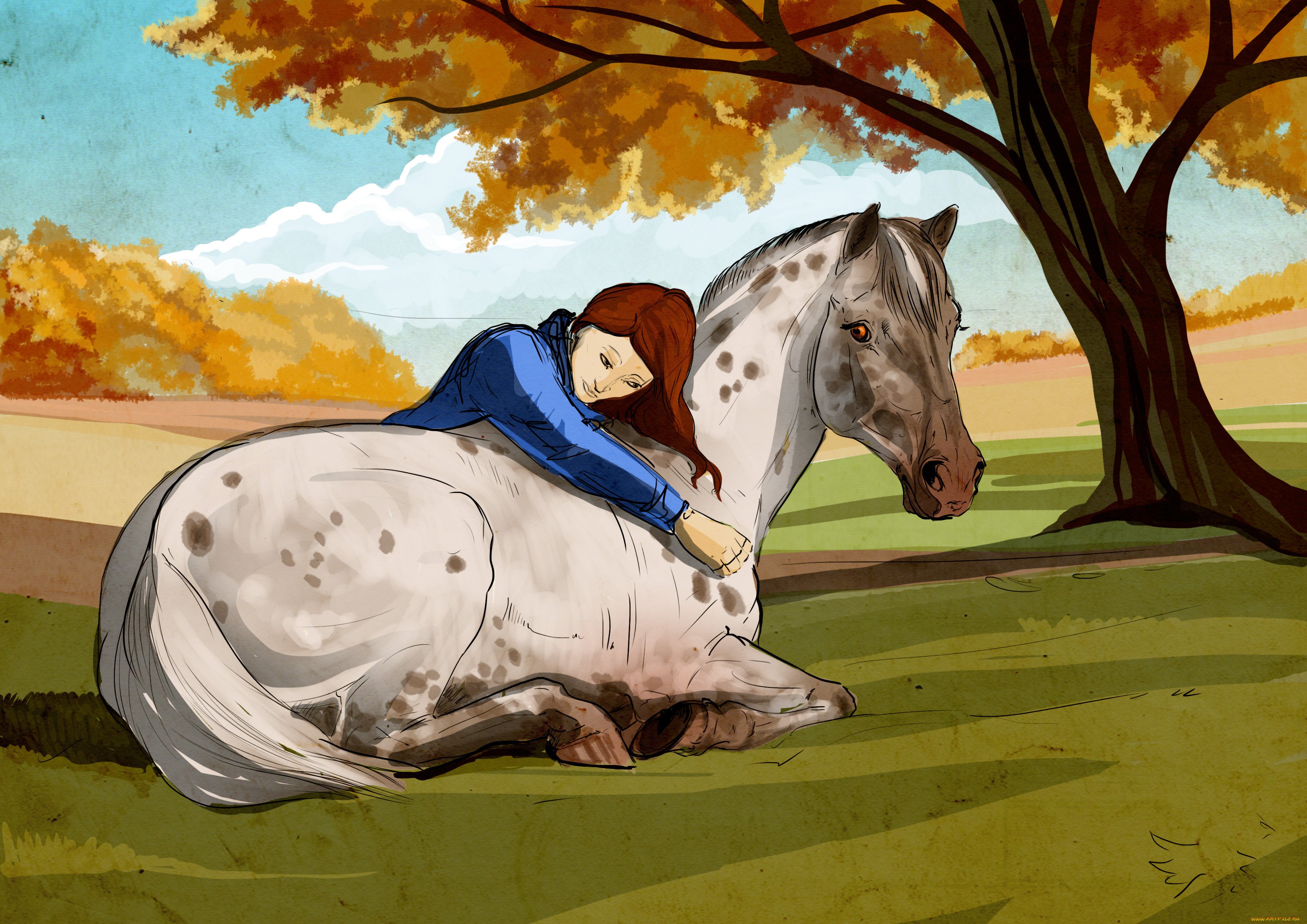 Девочка на лошади арт