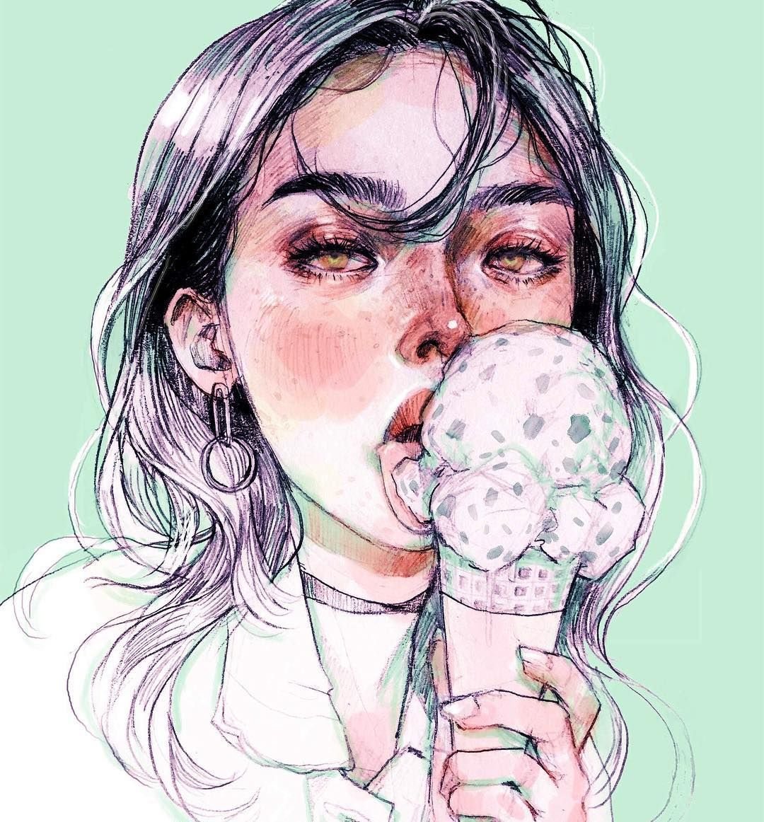 Девушка мороженое арт