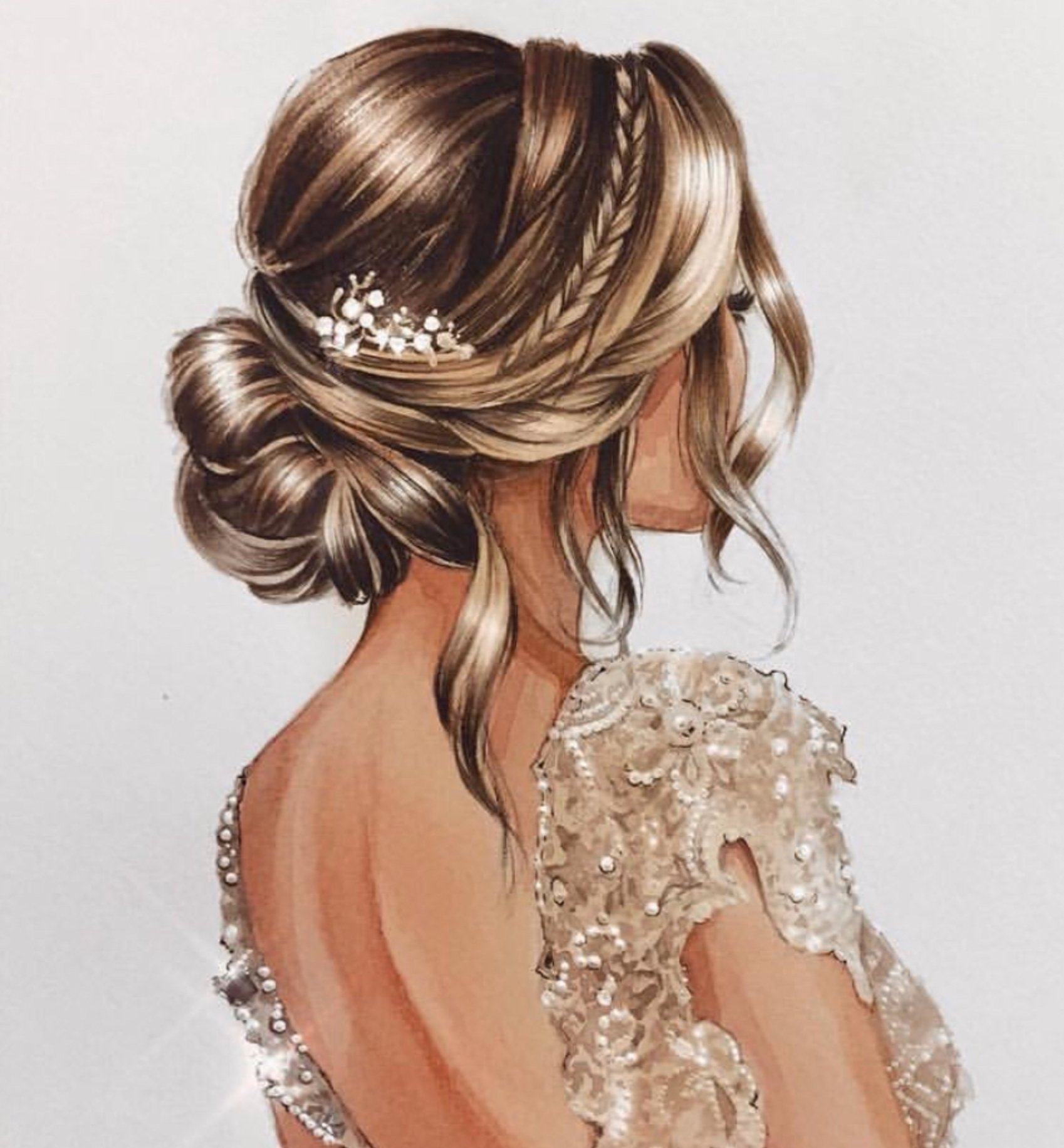 Рисунок невесты со спины