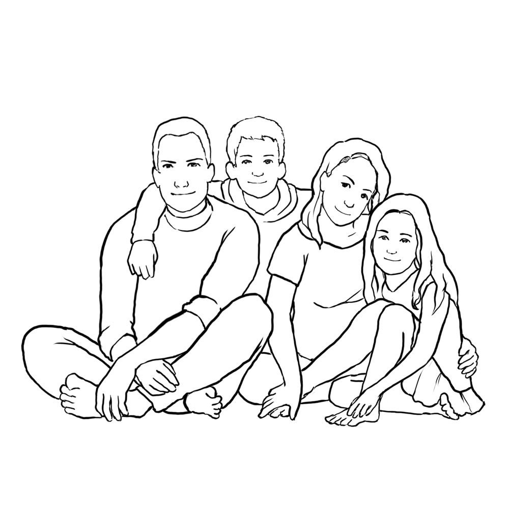 Нарисовать семью из 5 человек. Набросок групповой портрет. Позы для групповой фотосессии. Групповой портрет позы. Семья рисунок.
