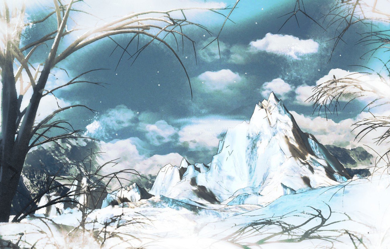Зимние пейзажи из аниме