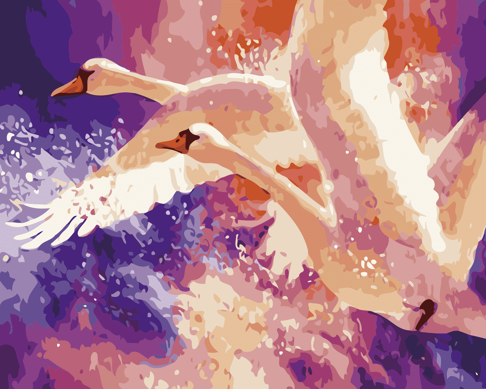 Летящие лебеди живопись