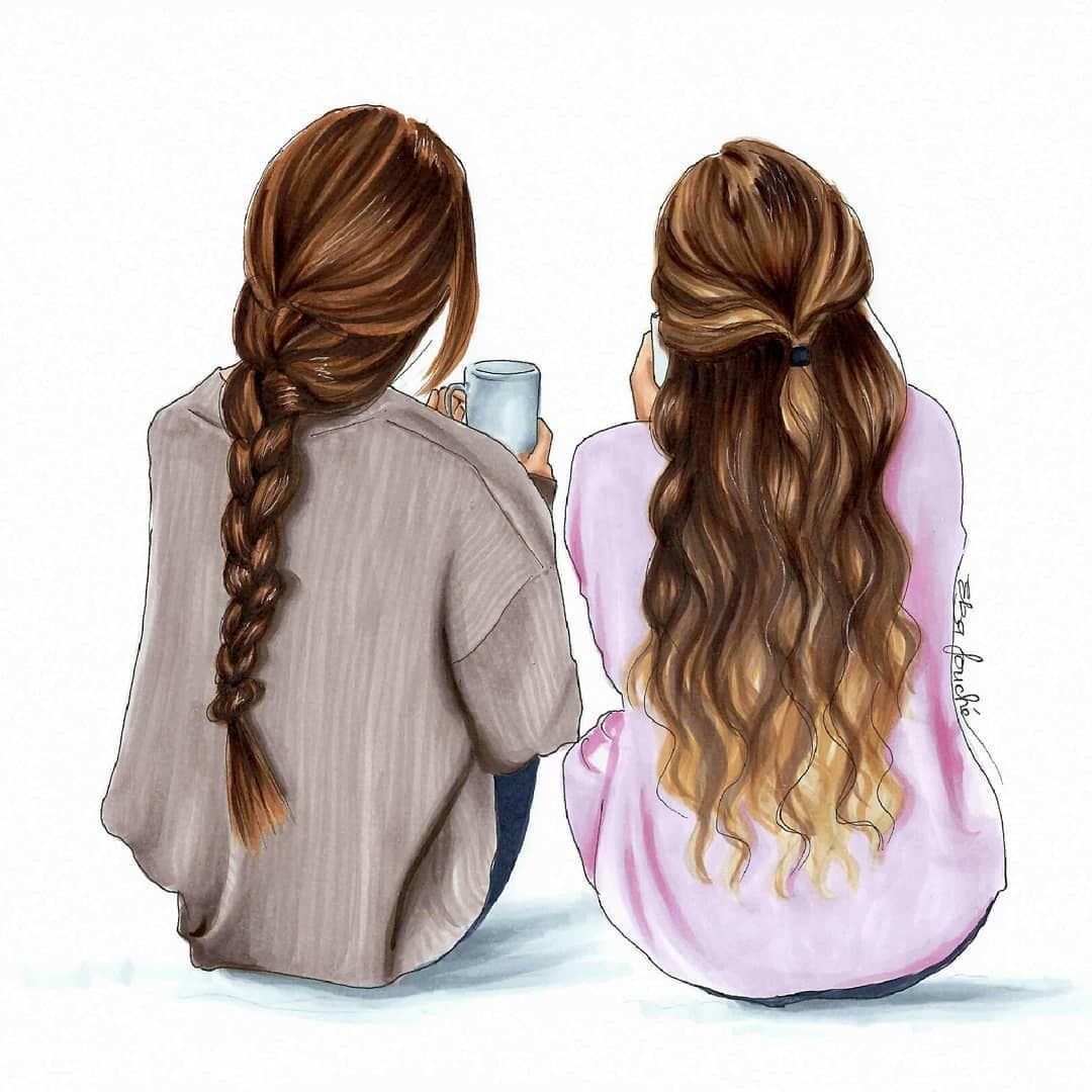 Две девочки нарисованные
