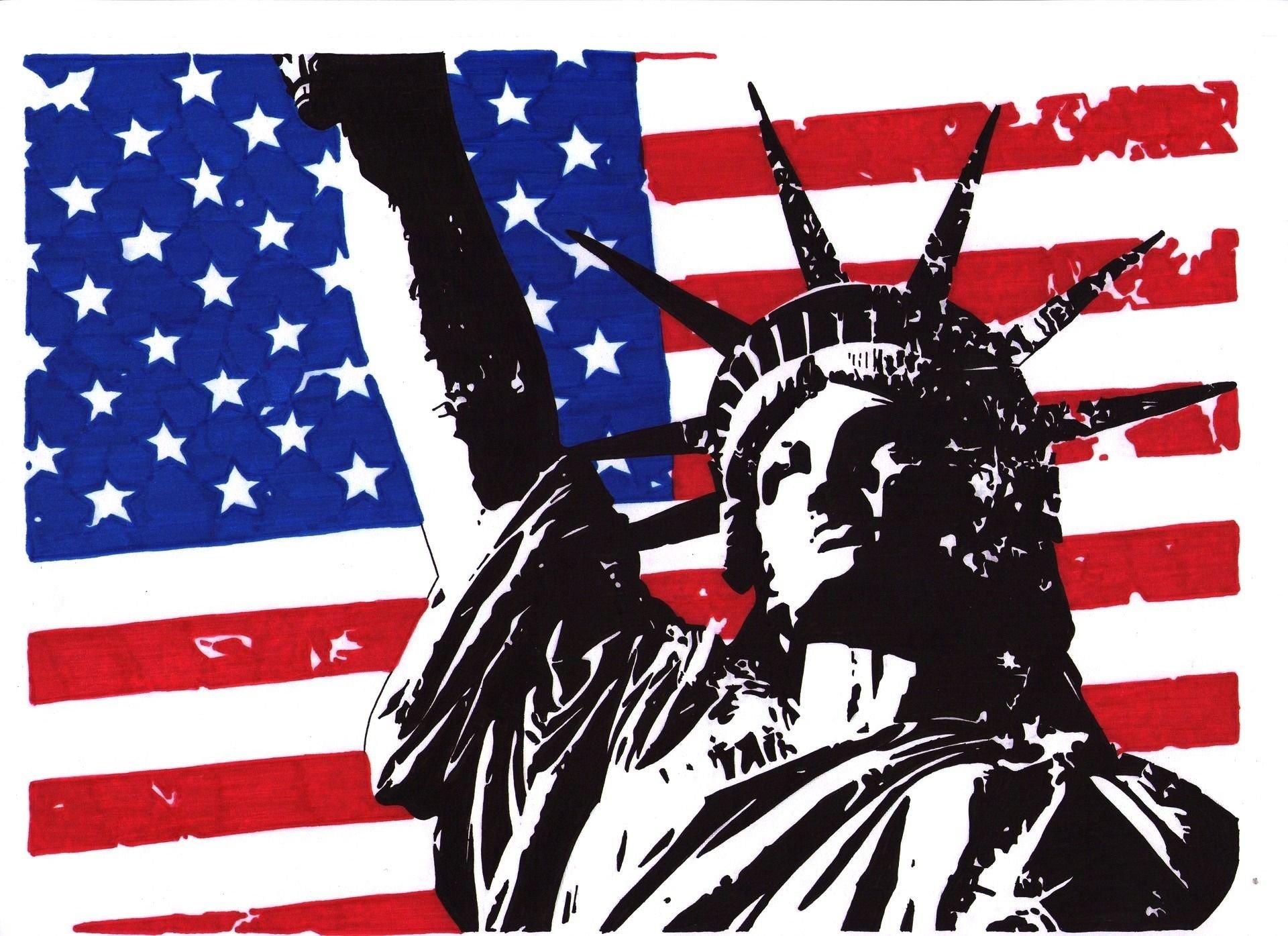 Соединенные штаты Америки флаг статуя свободы