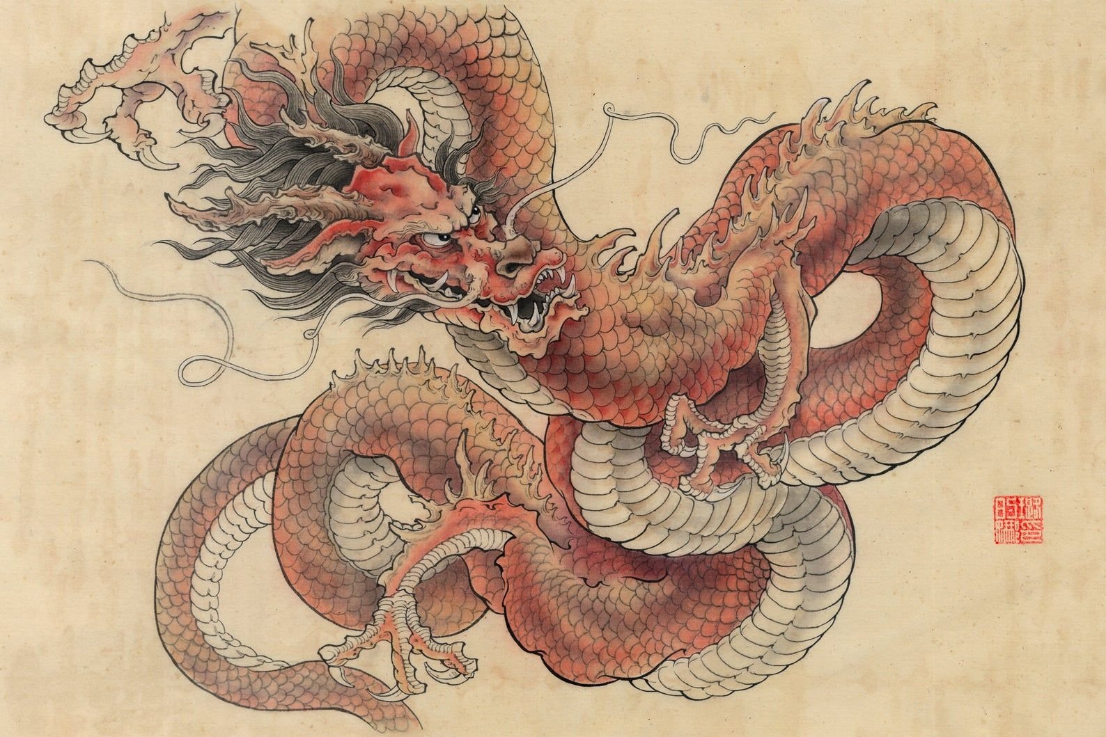 Древнекитайская живопись дракон