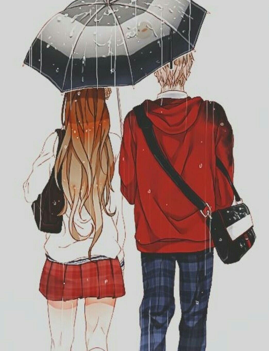 Аниме пара под дождем