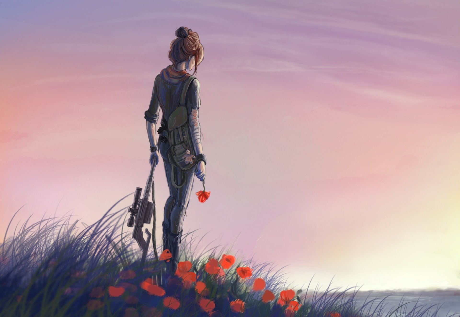 Девушка воин в поле