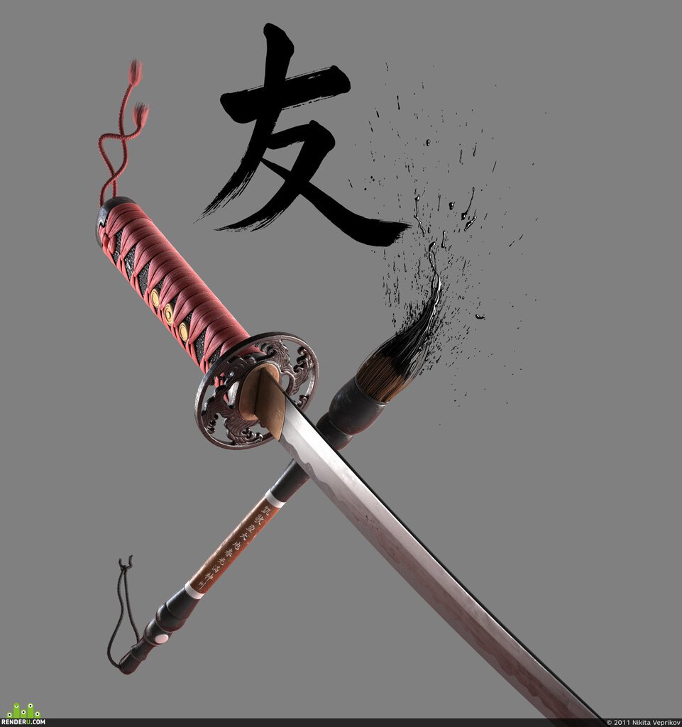 Тату самурайский меч