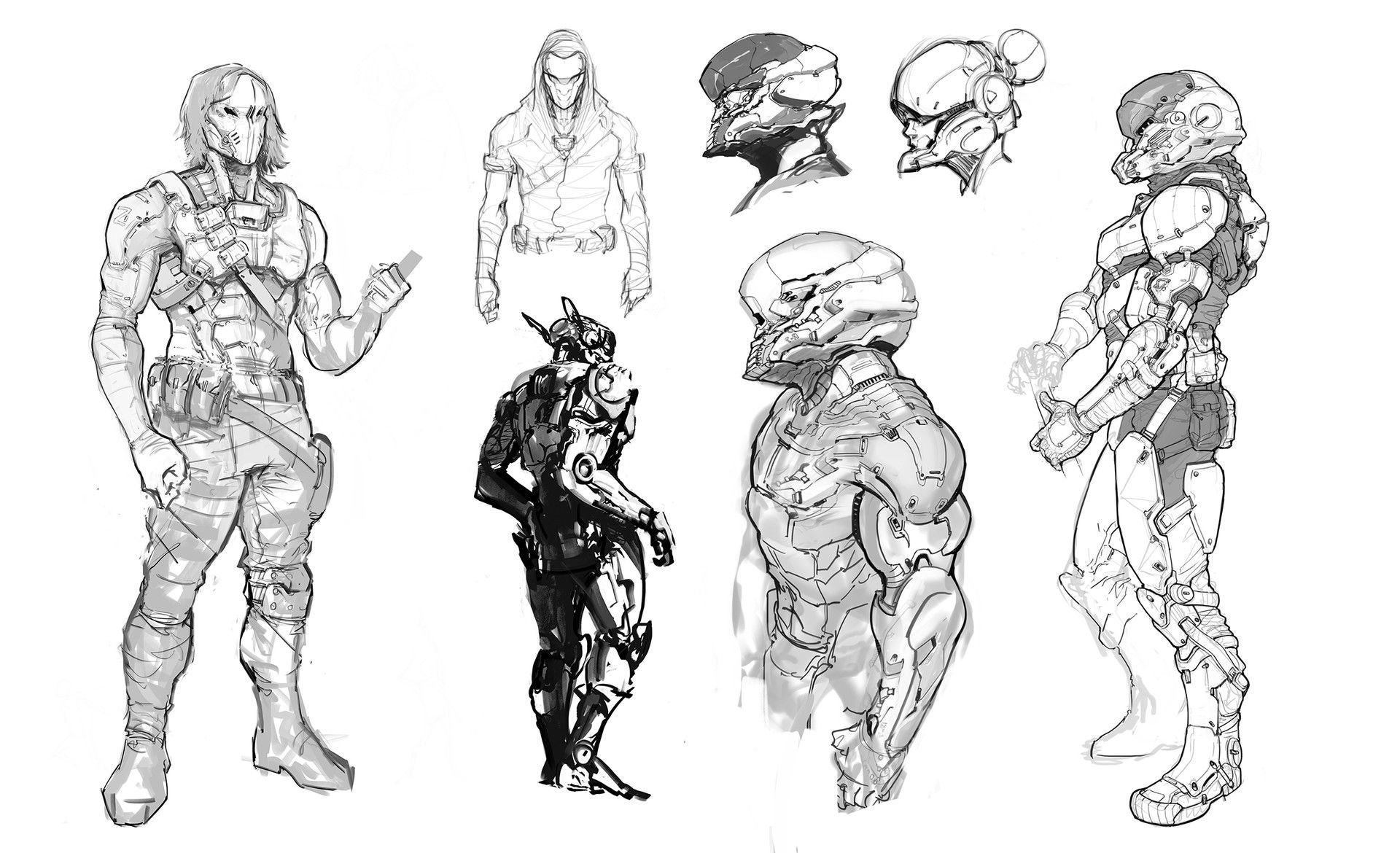 Concept Art Cyberpunk героев