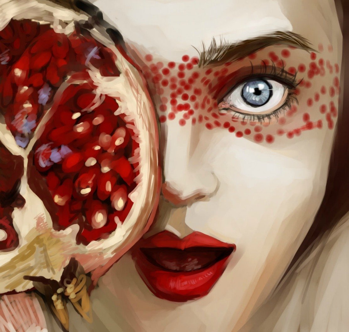 Девушка с фруктами арт