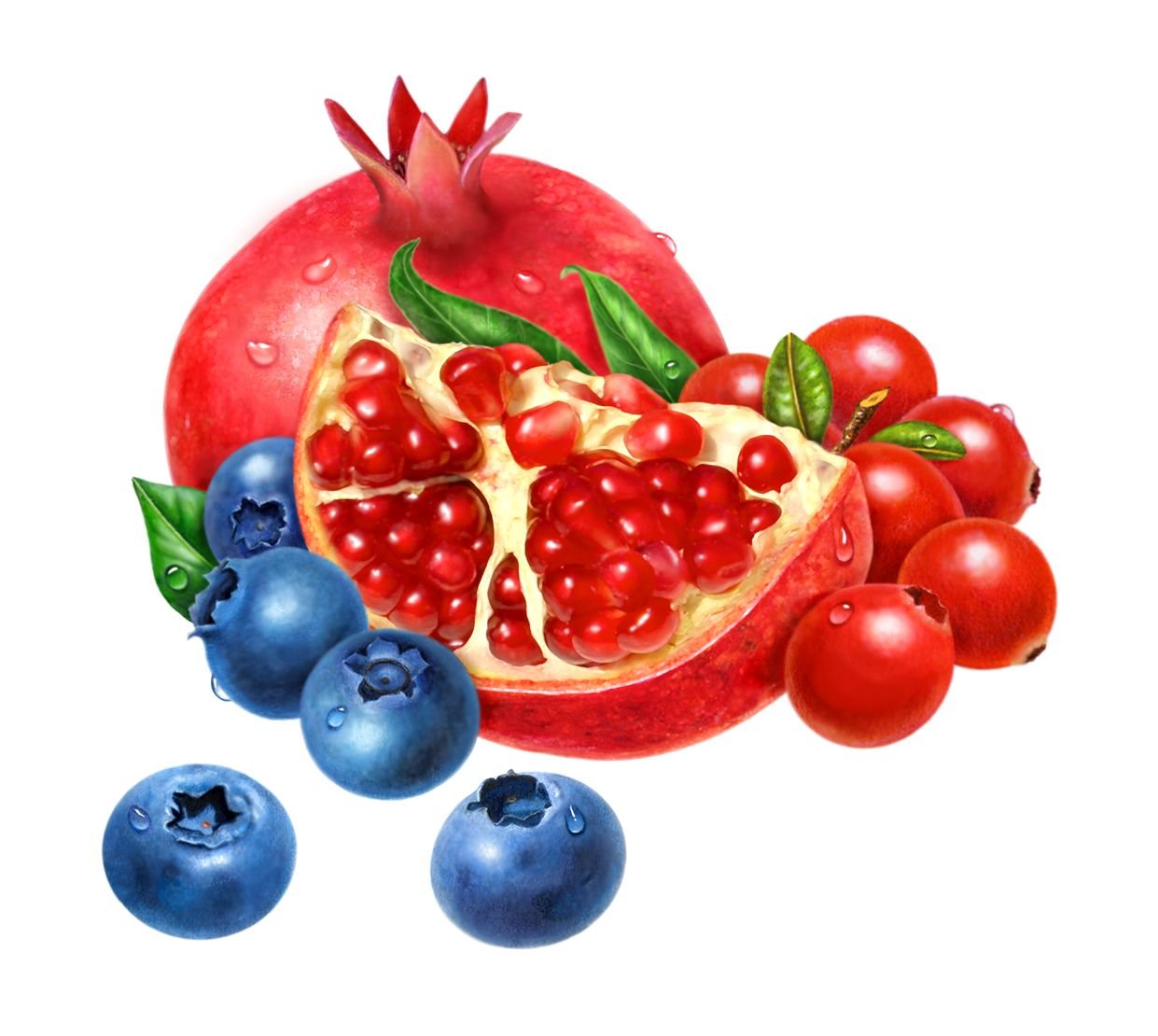 Нарисованные фрукты и ягоды