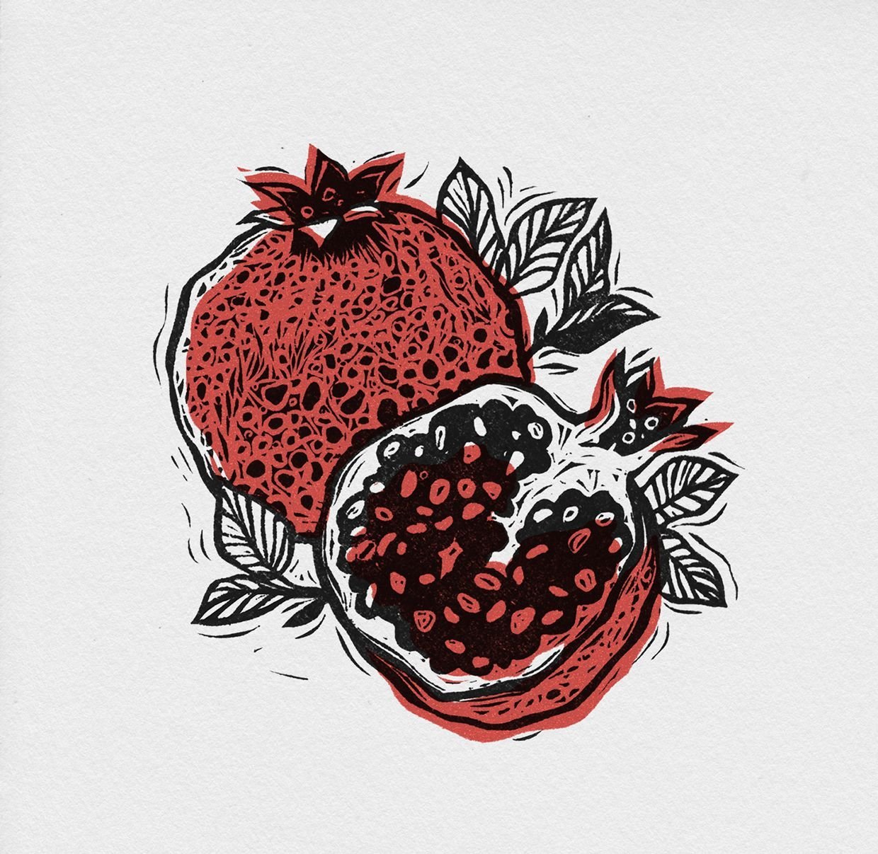 Линогравюра фрукты