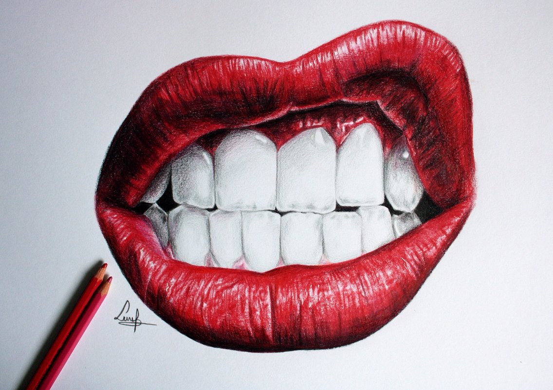Картины губ с зубами