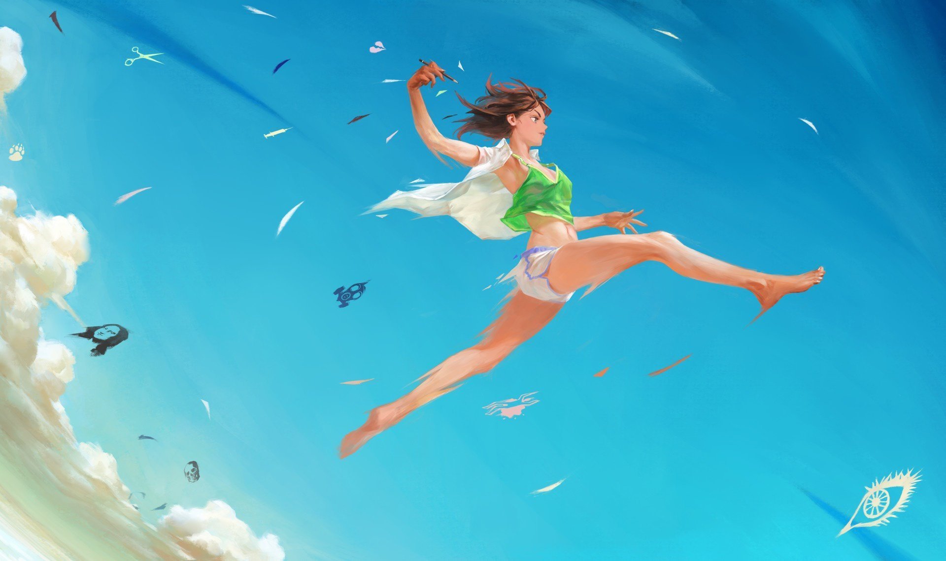 Девушка летает