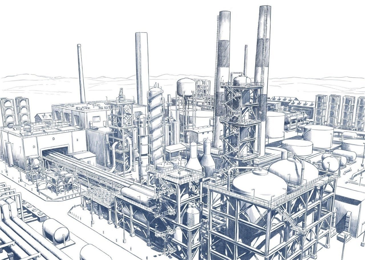 Нефтеперегонный завод модель вектор