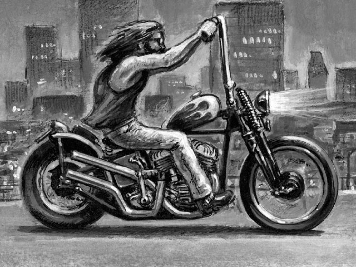 Рисованный мотоциклист