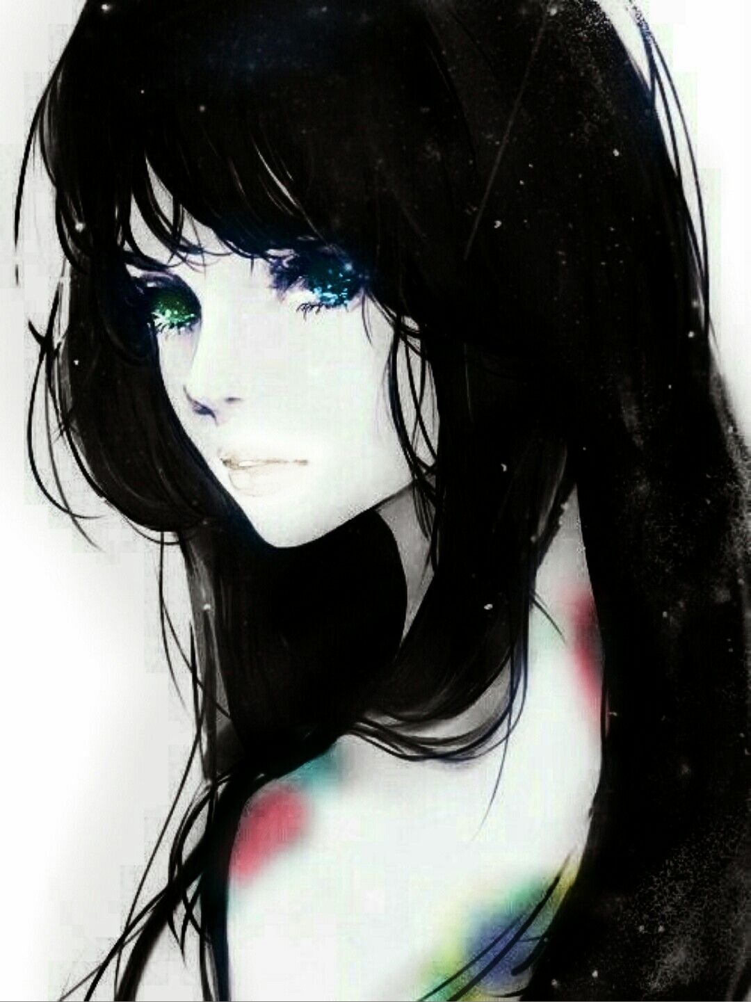 Арт девушка с черными волосами и карими глазами