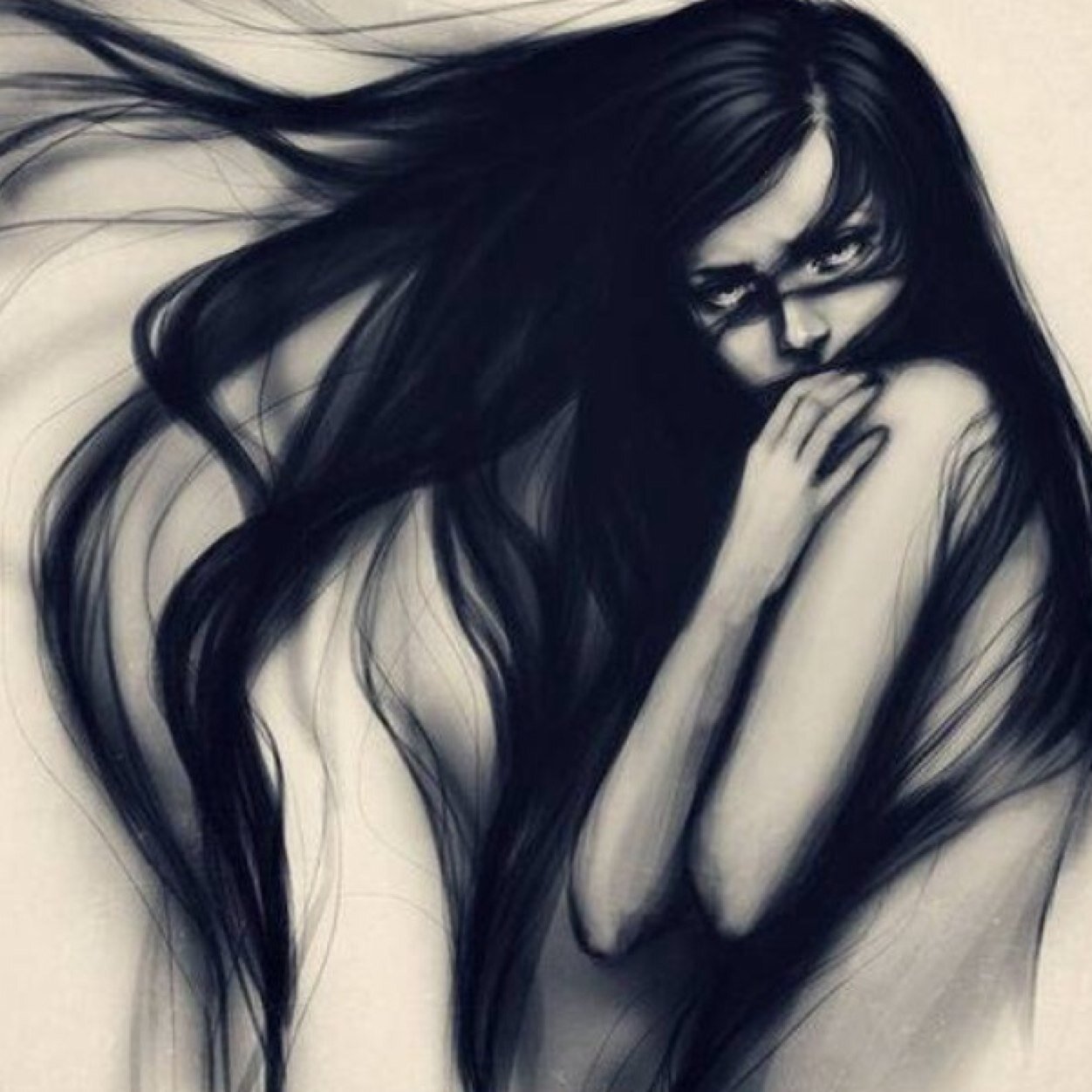 Картина девушка с черными волосами