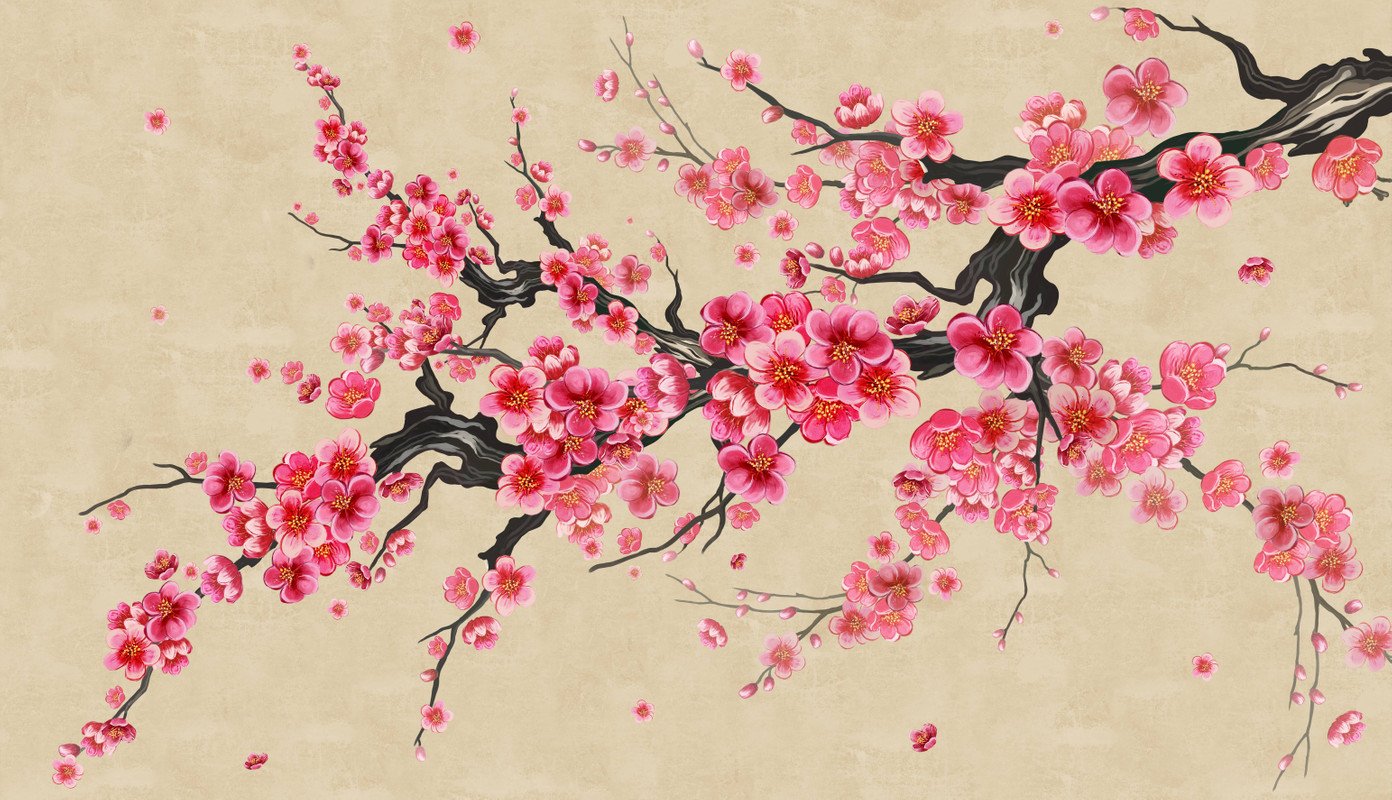 Ветка Сакуры японская живопись