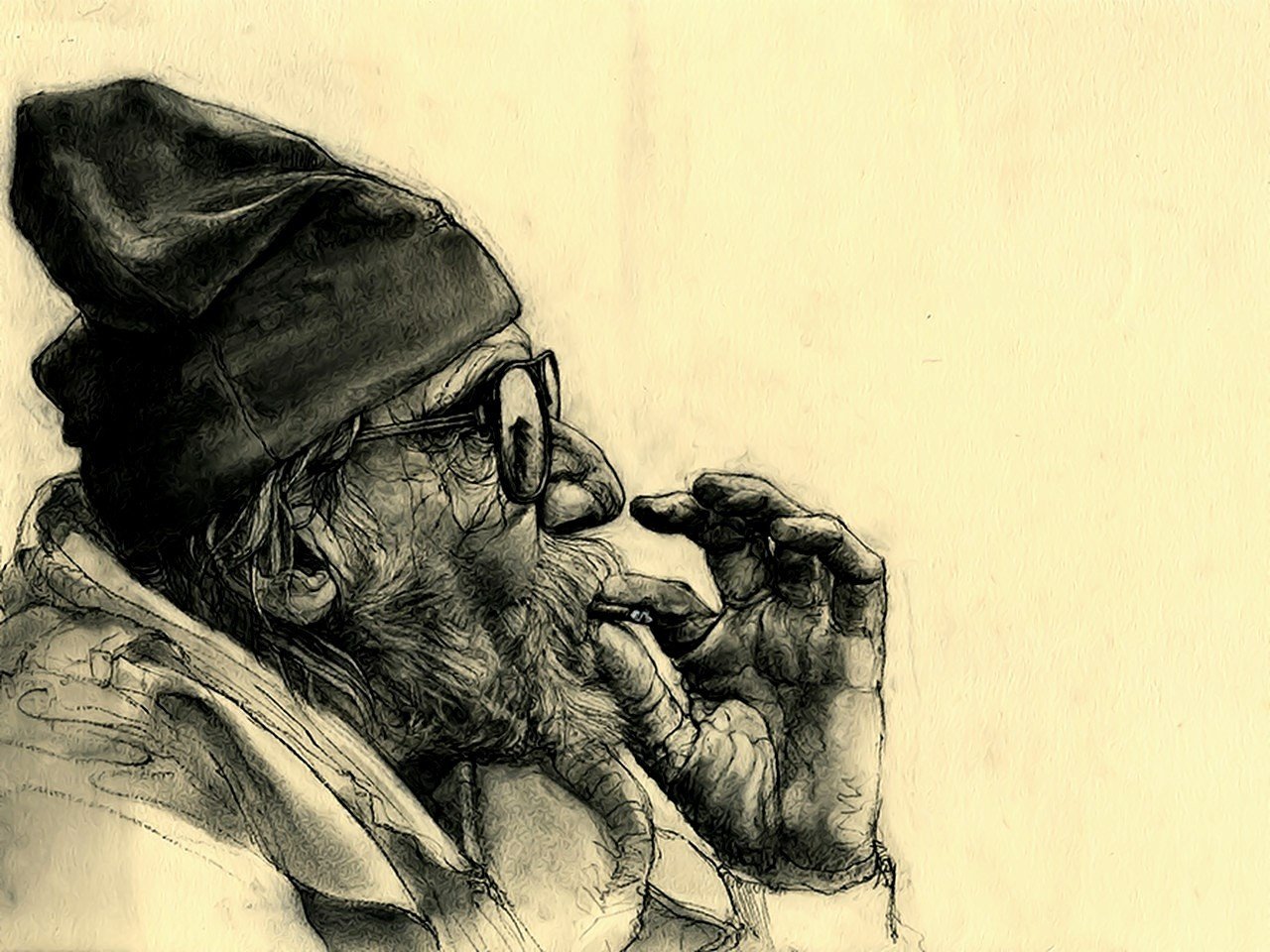 Старик с сигарой картина