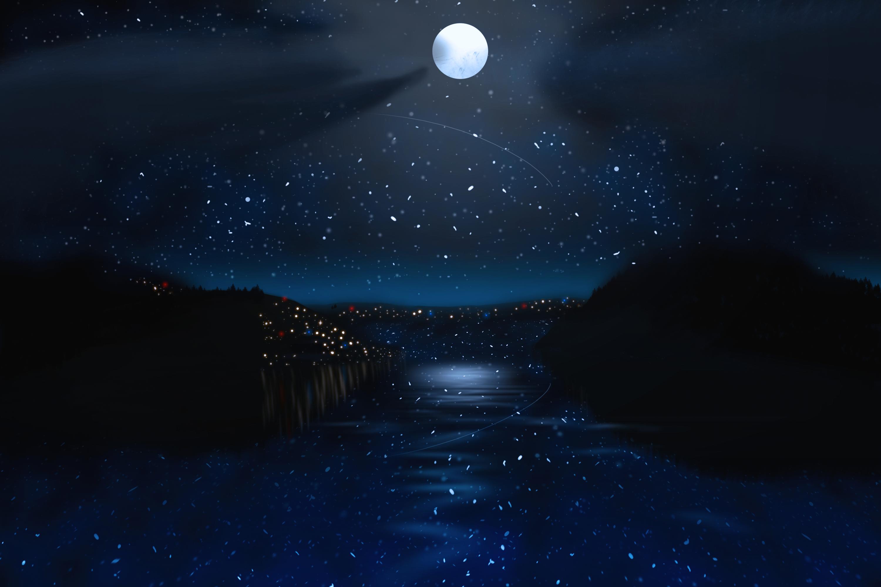 Ночной пейзаж. Ночное небо. Ночное небо со звездами. Небо ночью. Величава ночь
